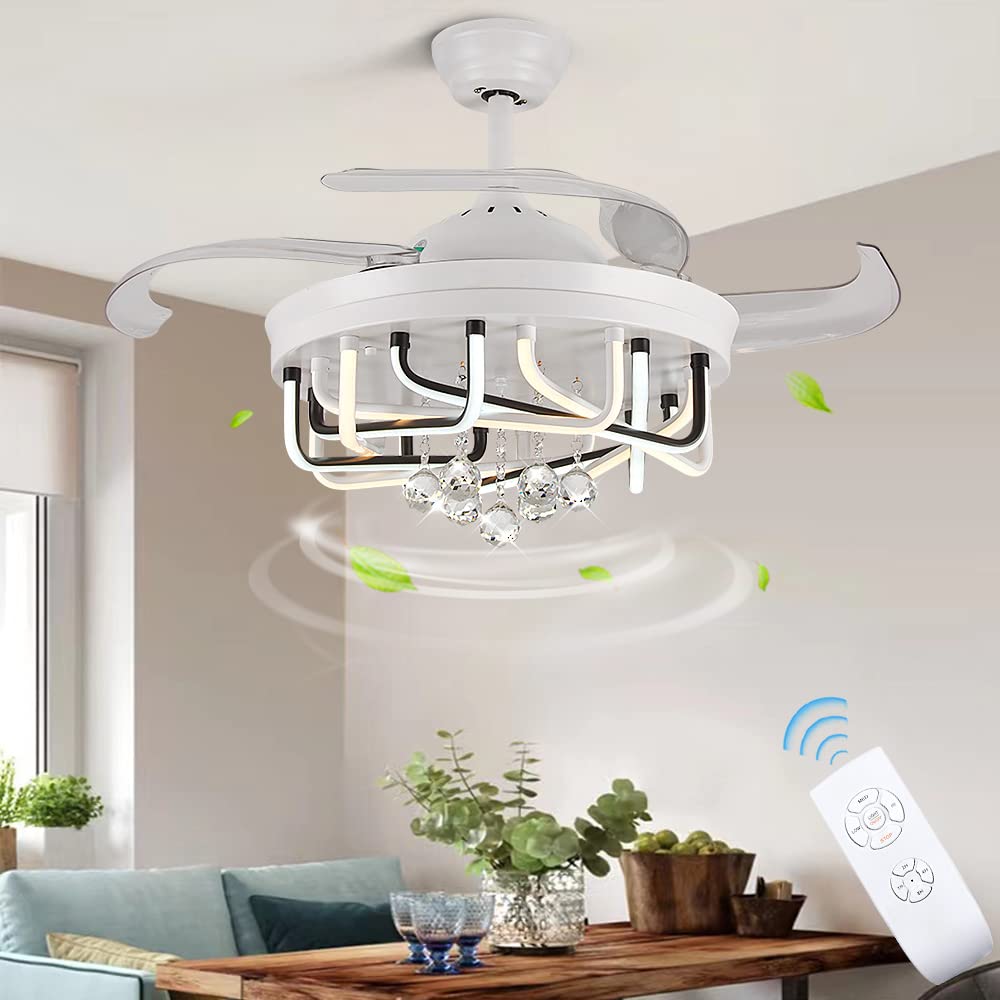 DLLT 40W Ceiling Fan with LED Lights, 42 Inch