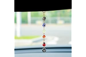 Rislobx Evil Eye Car Hanging Ornament, Good Luck Evil Eye Pendant Car Charm, Mushroom 8 Ball Ladybug Rear View Mirror Hanging