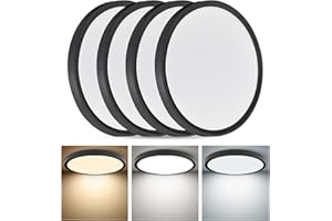 4PK 12Inch LED Flush Mount Ceiling Light, 24W, 2520LM, 3000K/4000K/6000K CCT Selectable,0.9inch Super Slim LED Ceiling Light 