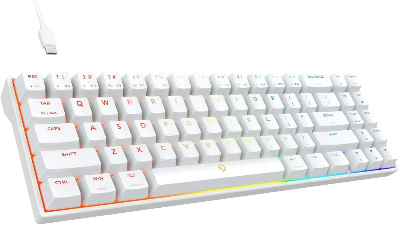 DREVO Calibur V2 TE 60% Teclado Mecánico para Juegos, Interruptor Cherry MX Azul, Distribución QWERTY US, Compacto de 71 Teclas, Compatible con PC/Mac, USB C, Blanco: Amazon.es: Electrónica