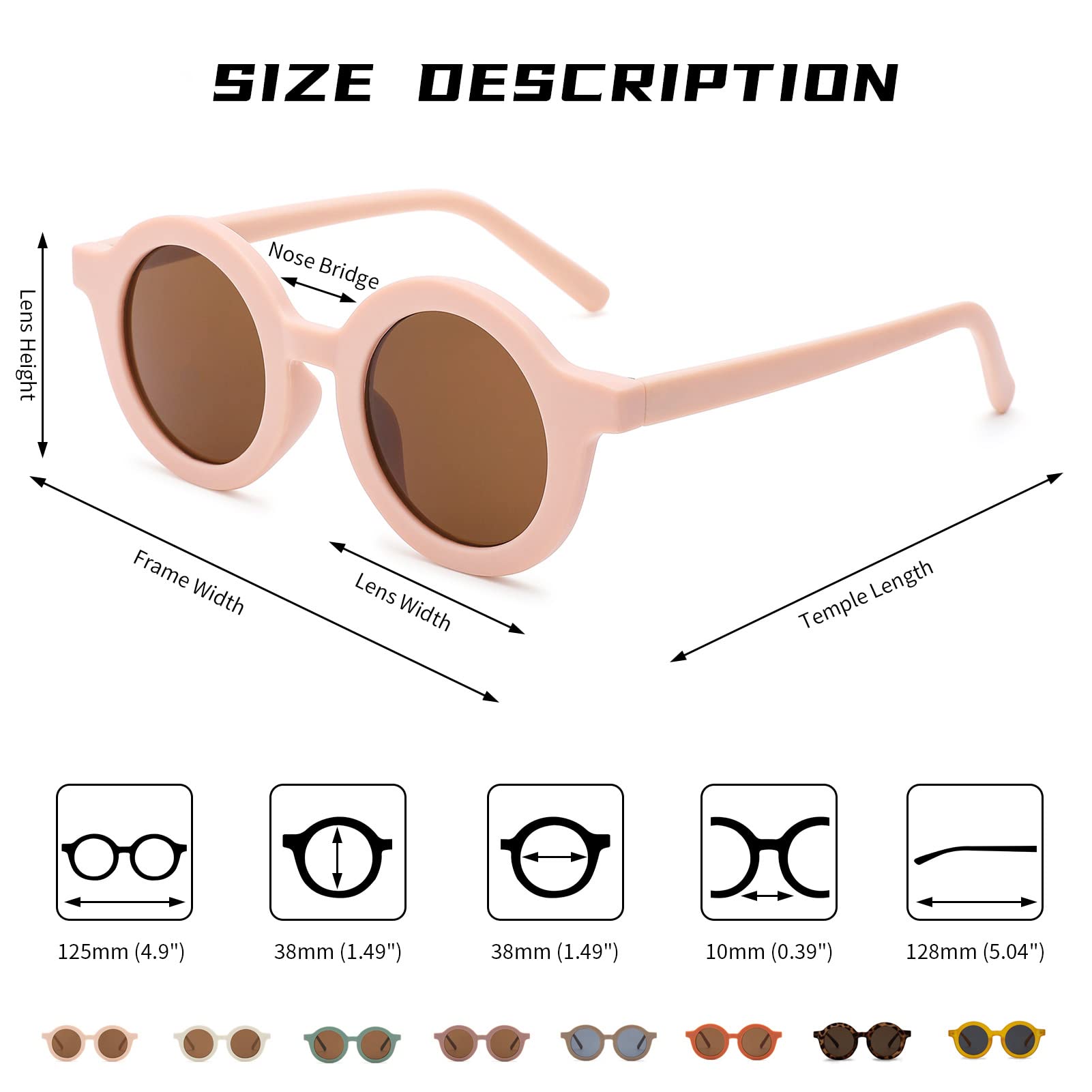 COASION Cute Round Kids Sunglasses UV Protection Flexible Rubber Glasses Shades for Toddler Girls Boys Age 2-10