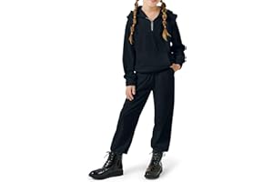 Haloumoning Girls 2 Piece Outfits Kids Velour Tracksuit Fashion Hoodies and Jogger Set Athletic Clothes Sets