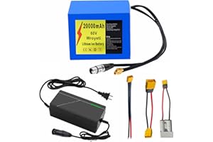 Wroyeti 60V 20Ah Electric Bike Lithium Ion Battery 60Volt Battery 20Ah, XT60 Extension Cord, XT90 Connector, Anderson Connector for 200-2000W Motor