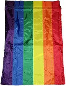 AES 28x40 Embroidered Rainbow Gay Pride Sleeved Garden Flag 28"x40" Nylon Banner Fade Resistant Double Stitched Premium Quality
