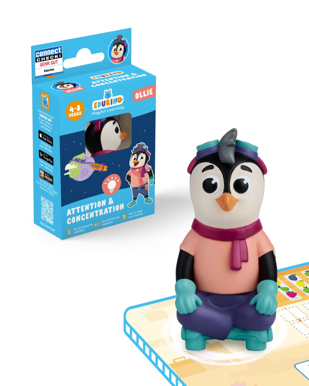 Edurino Ollie - Attention & Concentration Practice for Kids 4+ - incl. 1x Ollie Figurine and App Access for Engaging Learning, Handwriting Practice