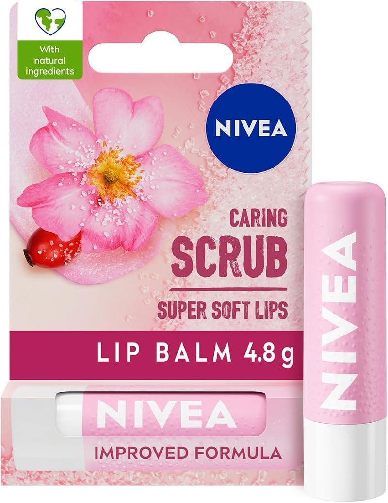 NIVEA 2in1 Caring Lip Scrub Rosehip Oil Vitamin E 4.8g Lip Balm
