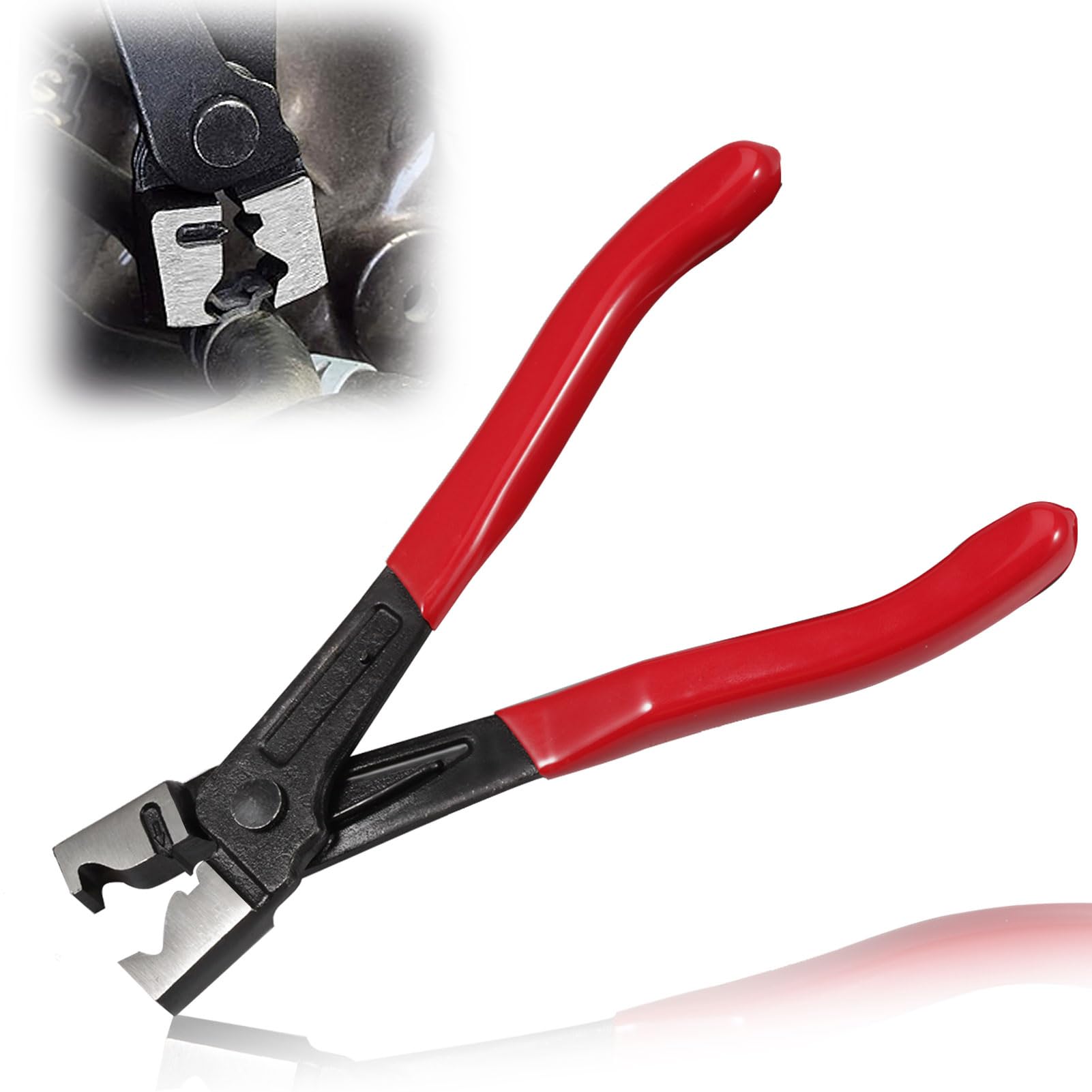 LEONTOOL 7 Inch Clic-R Type Hose Clamp Pliers with Red PVC Handles, Clic-R Collar Remover Tools for Car Automobile Maintenance