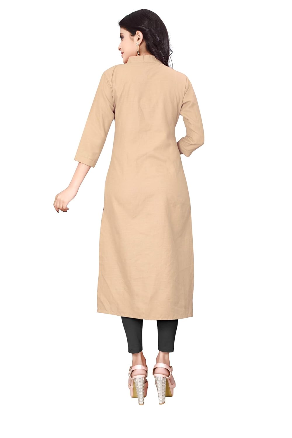 om sai latest creation women's slub rayon 3/4 sleeves stitched kurti