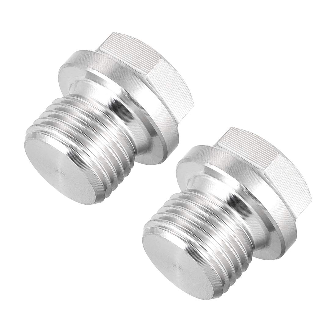 sourcing map M16 X 1.5 Male Outer Hex Head Plug - 304 Stainless Steel Solid Thread Corrosion Resistant Bung Plug Pipe Fitting 2Pcs