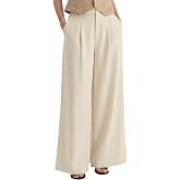 Arach&amp;Cloz Women's Linen Wide Leg Work Dress Pants Business Casual Outfits | Wrinkle-Resistant Linen Blend, Lightweight Breathable, High Waisted Palazzo Pants, Office Work, Trousers Slacks, Fall Outfits