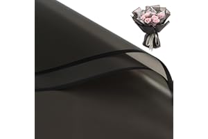 Gloreyan 20 Sheets Black Flower Wrapping Paper, Florist Bouquet DIY Craft Fresh Flower Wrapping Paper with Black Border Waterproof Floral Wrapping Gift Box Packaging Material Florist Supplies, 22.8*22.8 Inches