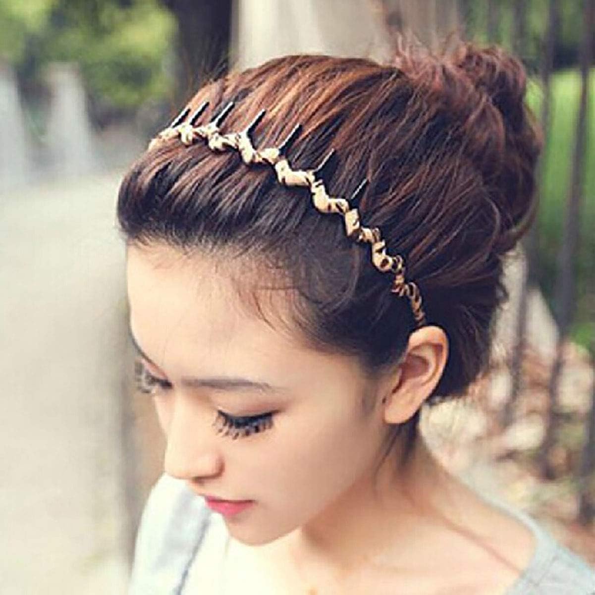 Fodattm 5PCS Bohemia Style Shark Tooth Wrapped Cloth Hairband Plastic Teeth Comb Hair Hoop Headband, Colourful, 5 count (Pack of 1) - Image 3