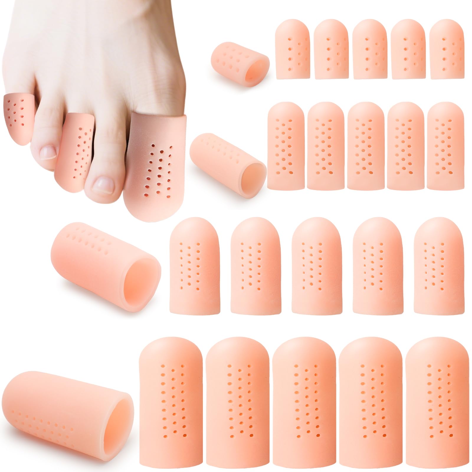 XIANGLONGY 12 Pairs of Toe Protector, Silicone Toes Protector, Breathable Toe Protectors, 4 Sizes of Silicone Toes to Prevent Calluses and Blisters.