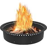 Koutemie Outdoor Smokeless Fire Pit Ring Liner 43-Inch Outer/39-Inch Inner Diameter, Heavy Duty Solid Metal Steel Round Firepit Rim Insert for Outside DIY Campfire Ring Above or In-Ground, Black