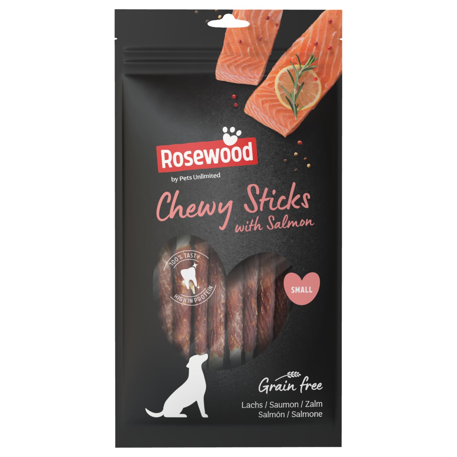 Pets Unlimited Chewy Sticks with Salmon, 8pc transparent