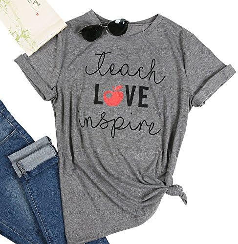 Vin beauty Teach Love Inspire Printed Short Sleeve Shirt for Woman
