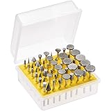 uxcell Diamond Burrs Bits Sets Grinding Drill Kits Carving Rotary Tool for Glass Stone Ceramic 150 Grit 1/8" Shank Large Head 50 Pcs