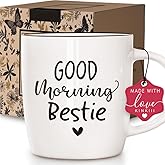 Good Morning Bestie Coffee Mug Gifts for Best Friend Female Friends BFF, Friendship Coffee Mug Gift for Women, Christmas Thanksgiving Birthday Present for Her, Bestie Gift Ideas for Women, 13OZ