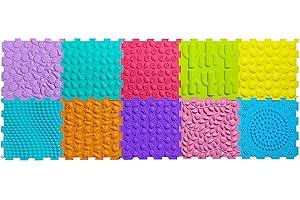 DYNWAVE Massage Sensory Puzzle Mat, Interlocking Floor Tiles, Children Puzzle Carpet, Sensory Tiles, Orthopedic Game Mat, 10P