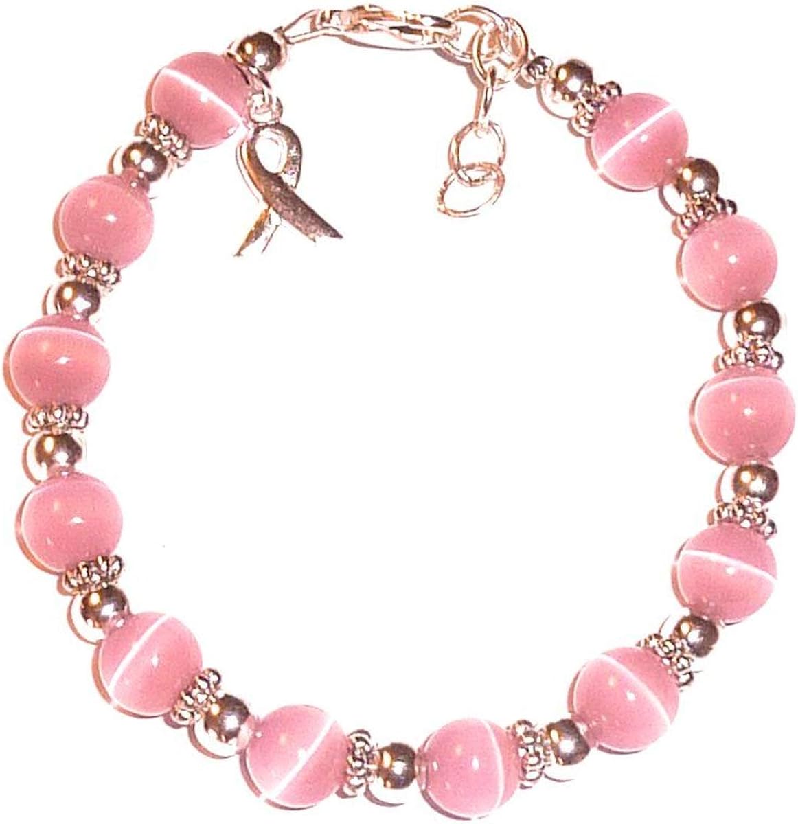 Prepackaged (7 3/4 in.) BREAST Cancer Awareness Bracelet, 8mm Amazon.ca Jewelry
