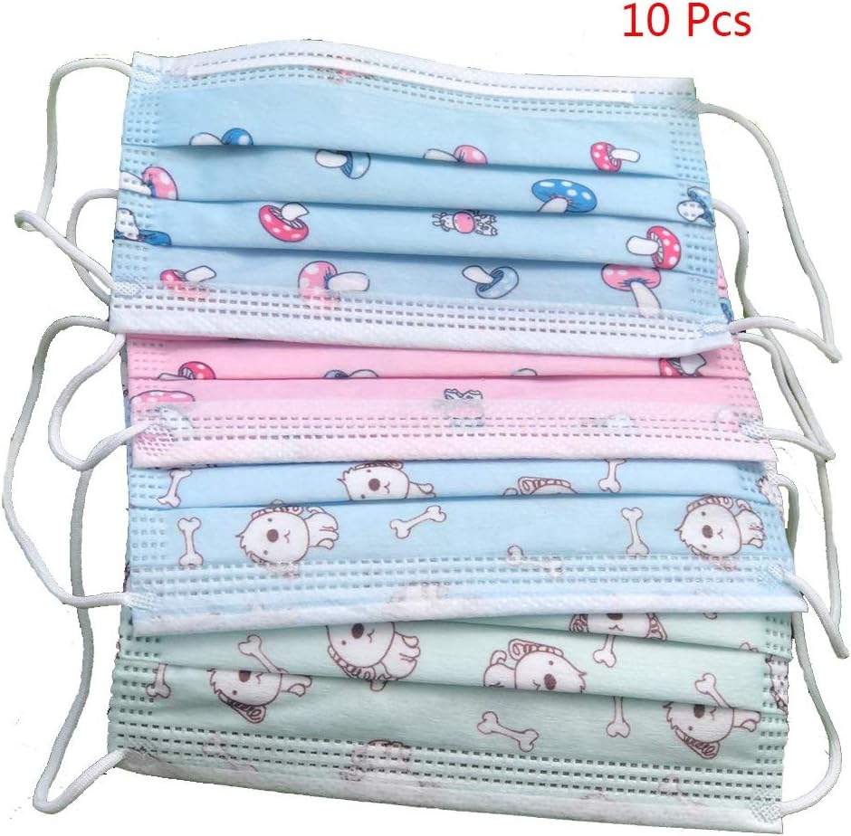 10Pcs Kids Disposable Mou Masks Cartoon Duproof Non-Woven Protective Mask 3 Layers Anti-du Pollen Safety Children Masks