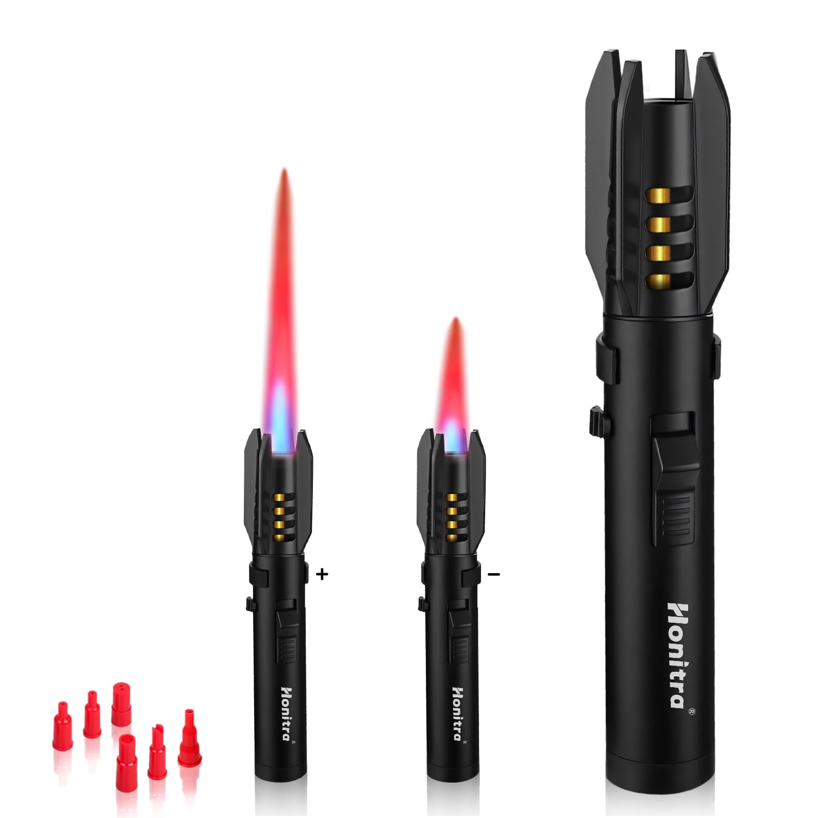 Photo 1 of Torch Lighters, Butane Lighters, Adjustable Jet Flame Torch Lighters, Windproof Refillable Gas Torch Lighter Long Lighter for Candle, Grill, BBQ, Fireworks(Butane Not Included) (Black)