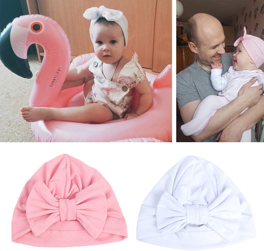 LERTREE 5 Pack Baby Solid Knot Hats Baby Girls Toddler Turban Bow Cap Infant Head Cap: Clothing