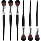 1 Inch Mop Brush for Acrylic Painting, 6 PCS Blending Brush for Acrylic Painting with Short Wooden Handle, Oval Blending Brushes Oil Paint Brushes for Watercolor, Acrylic, Gouache, Face Body (Black)