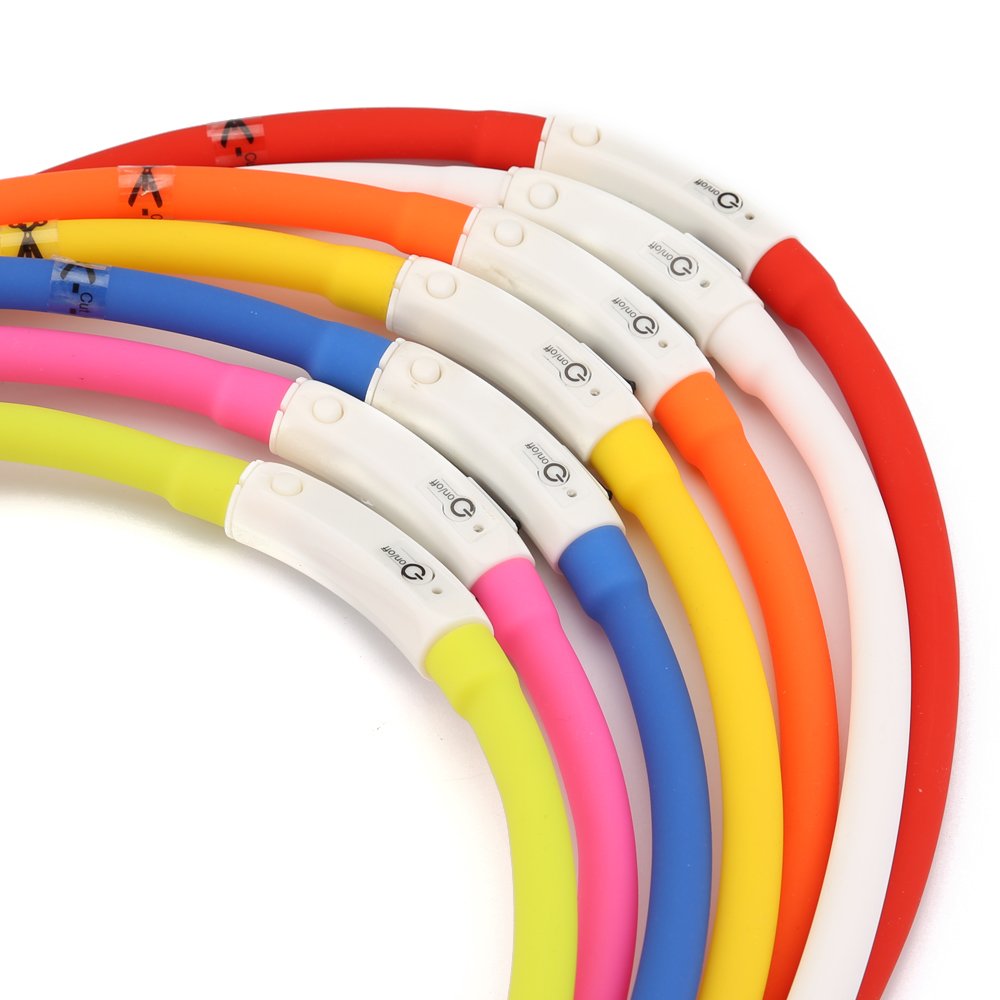 ZOGIN Collar de perro LED, collar de seguridad recargable USB para perro gato y otro animal doméstico, color rojo