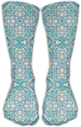 Xwgll Floral In Teal Cream And Blue Comfortable Graduated Compression Socks For Women And Men,Athletic Socks