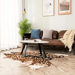Faux Cowhide Area Rug, Sika Deer Print Hide Rug