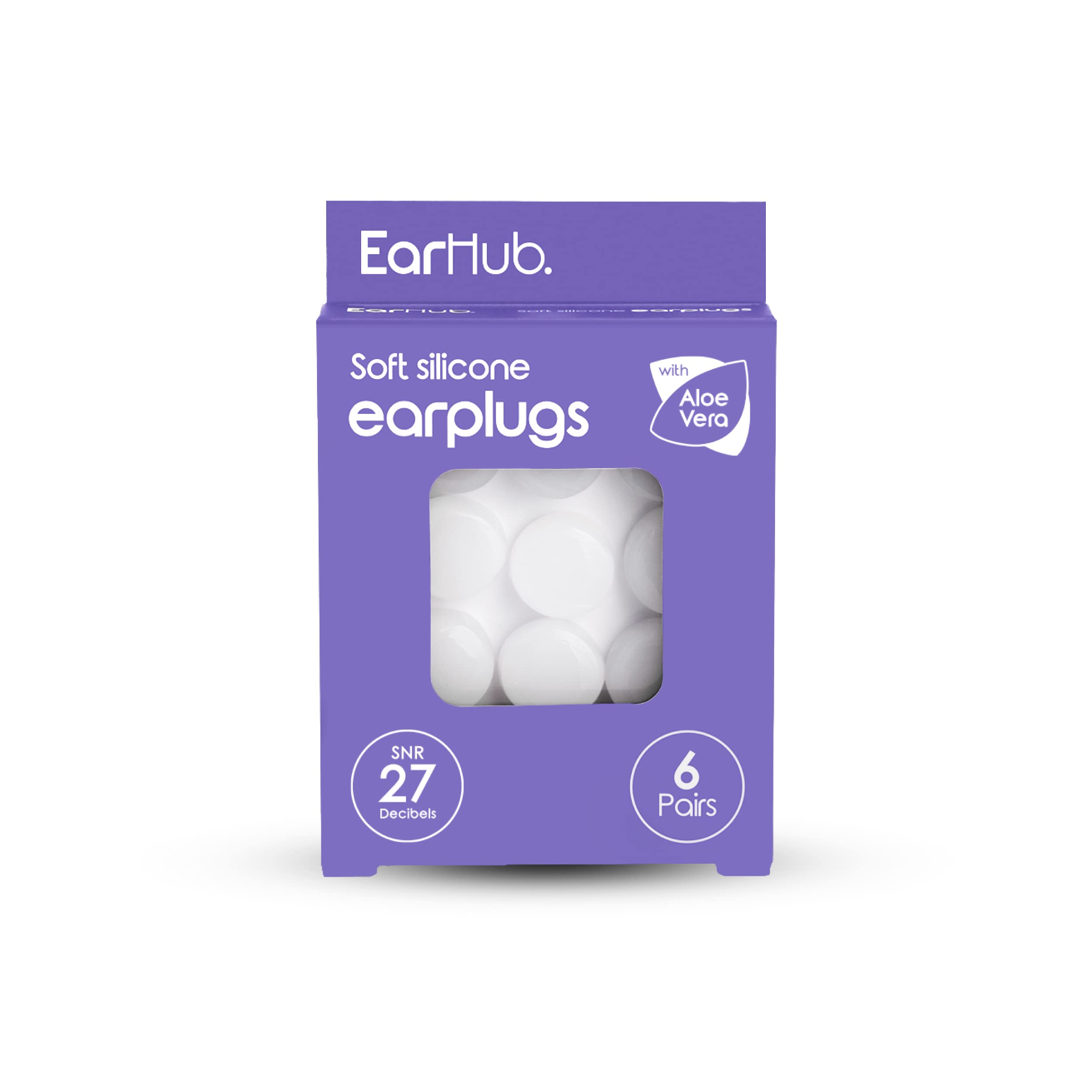 EarHub - Sleepwell Soft Premium Silicone Earplugs 6 Pairs of Reusable & Custom Fit, Best Used for Sleep, Travel, Water Sports, Work, Study & Concerts. Travel Case Included.