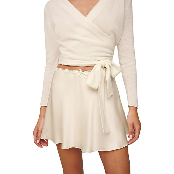 Amazon.com: RSBFK Women's Casual Wrap Mini Skirts Casual High
