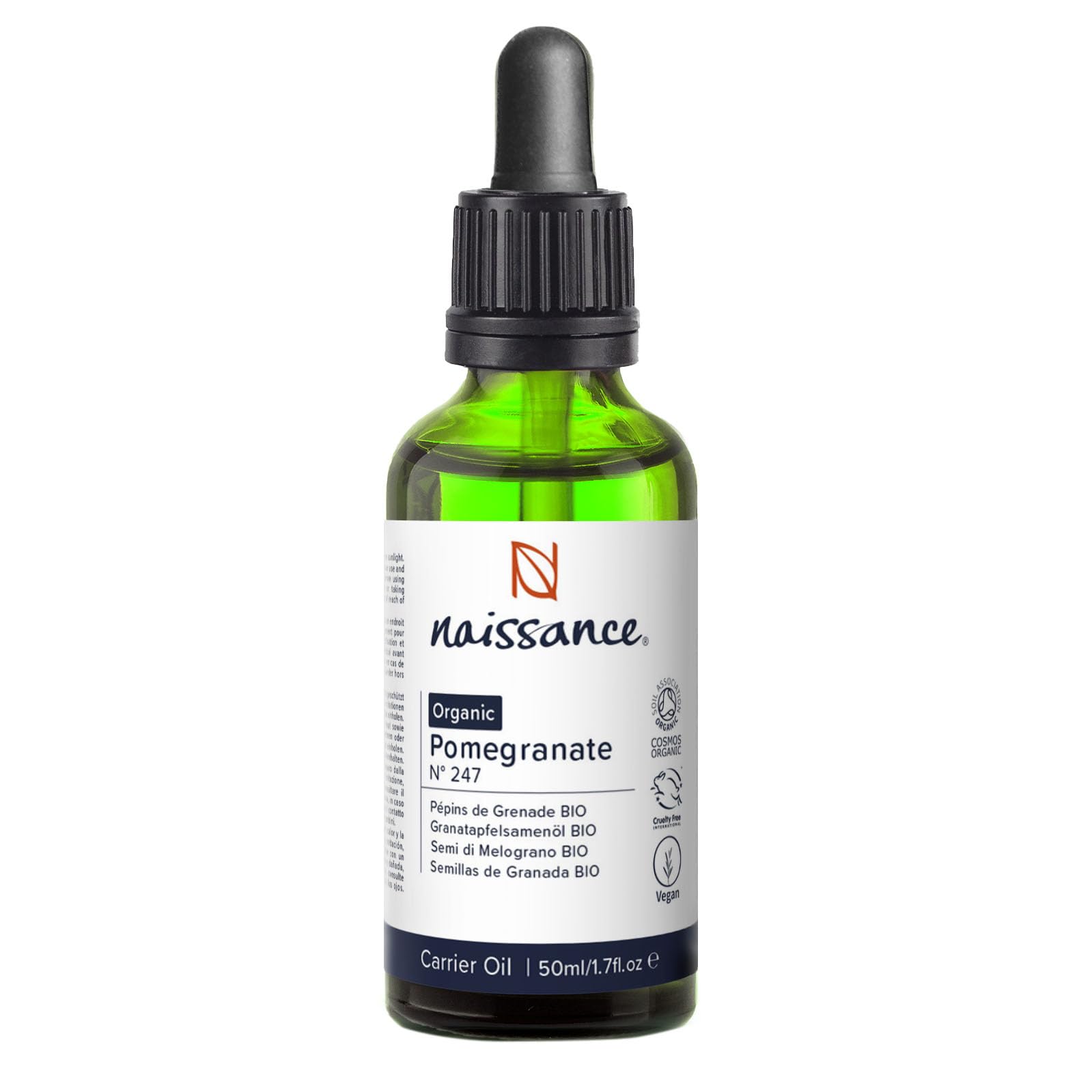 Naissance Pomegranate Seed Cold-pressed Unrefined Certified Organic Oil (no. 247) 50ml - Pure, Unrefined, Certified Organic, Cold Pressed - Ideal For Dry Skin, Body, Face, Hair Care