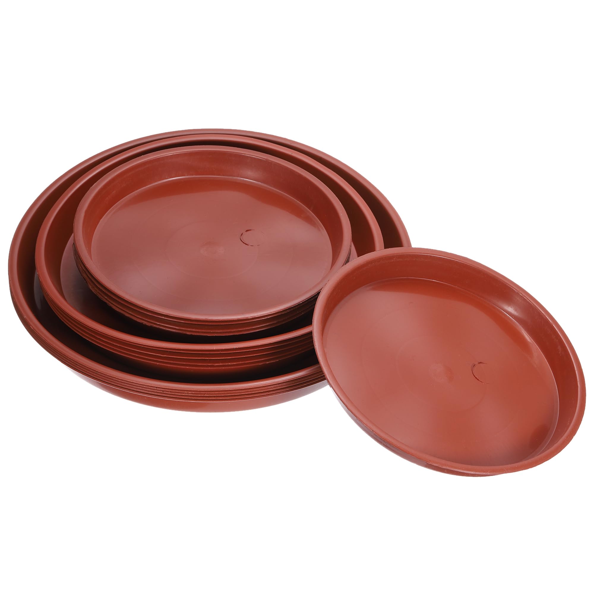 M METERXITY 15 Pack Planter Saucers - Plastic Plant Tray Flower Pot Drip Trays Round Apply to Outdoor/Garden (6"/8"/10", Red)