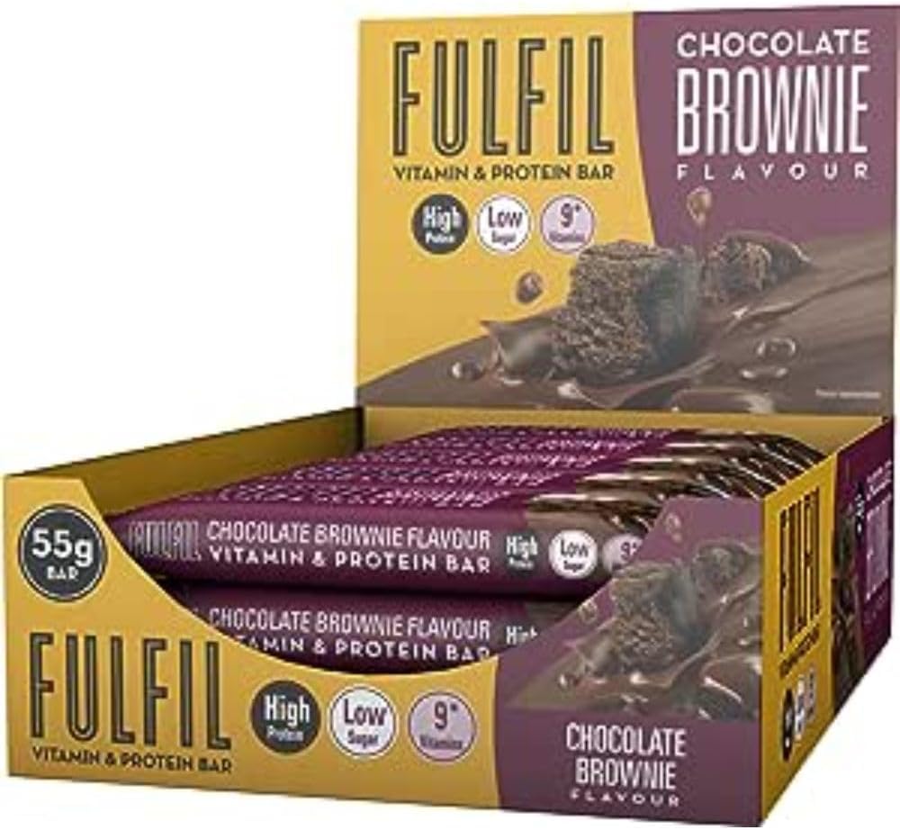 Fulfil Vitamin and Protein Bar (15 x 55 g Bars) — Chocolate Brownie Flavour — 20 g High Protein, 9 Vitamins, Low Sugar