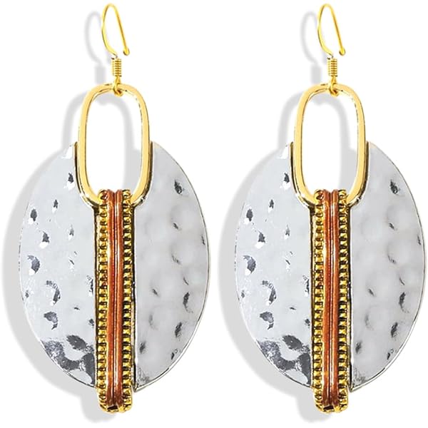 ANXIN STORE Boho Retro Exaggerated Oval Openwork