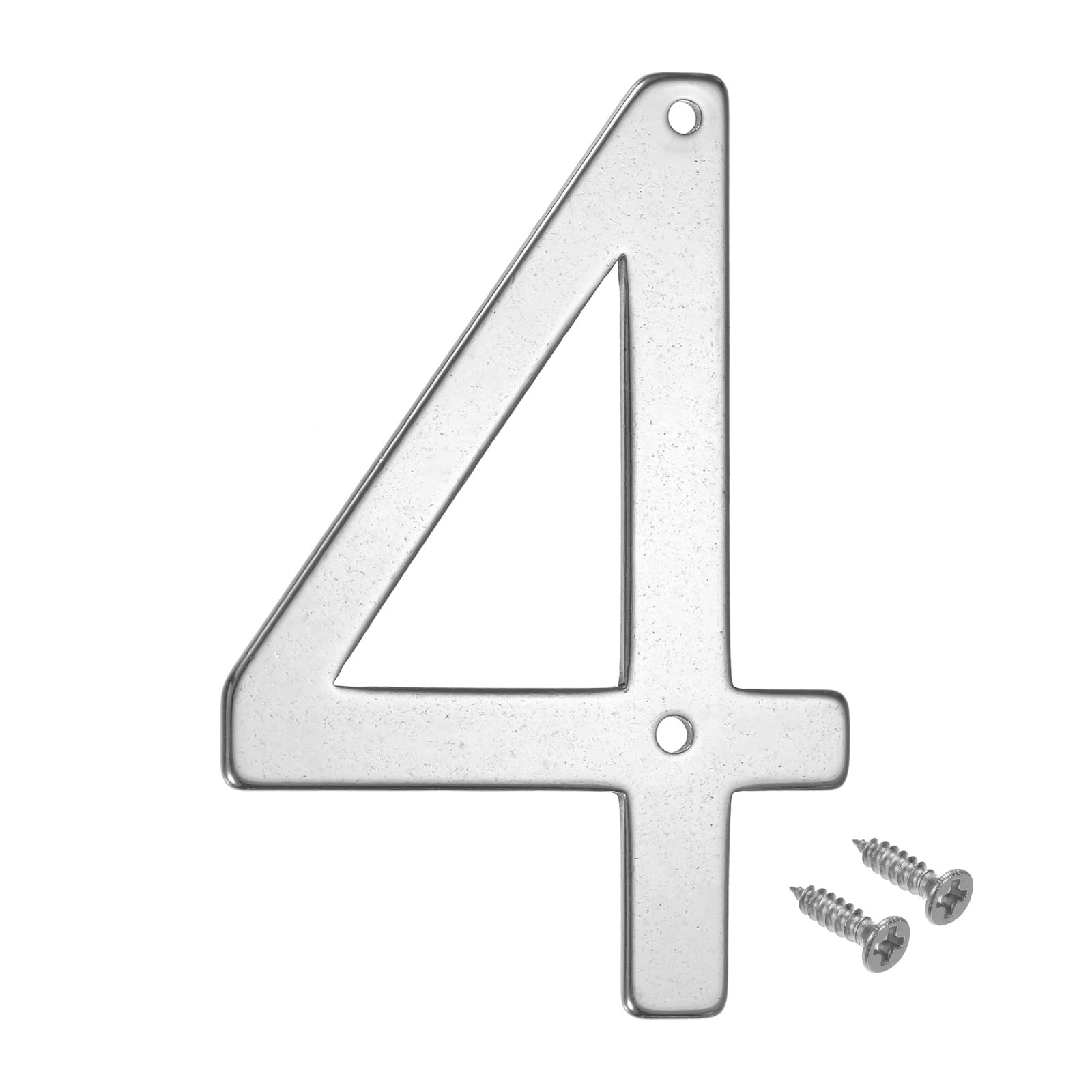 M METERXITY 1-Pack House Number, 4 Inch 304 Stainless Steel Modern Silver Door Number Signage for Garden/Hotel/Mailbox/Address/Sign