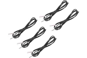 Generic 5pcs 3.5mm Male Jack to Bare Wire Open End Replacement TRS 3 Pole Stereo 1/8" Audio Cable Plug Jack for Earphone Head