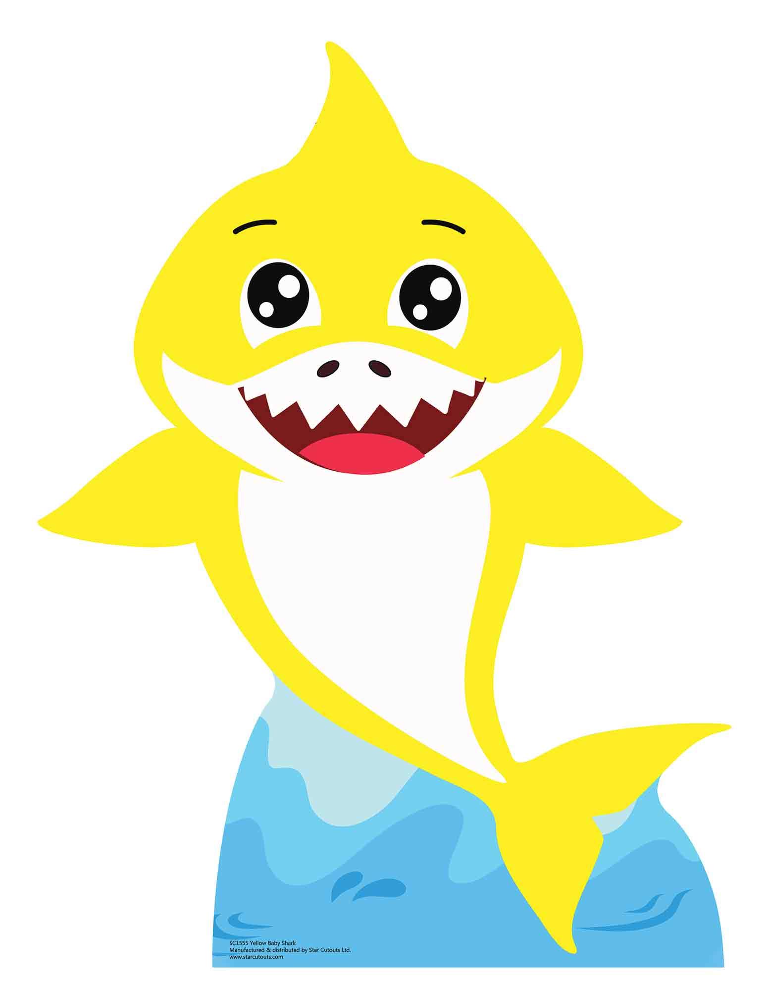 Star Cutouts SC1555 Baby Shark (Yellow) Cardboard Cut Out Height 93cm - Ideal for Animal Theme, Parties, Birthdays & Fans, Room Decorations & Events