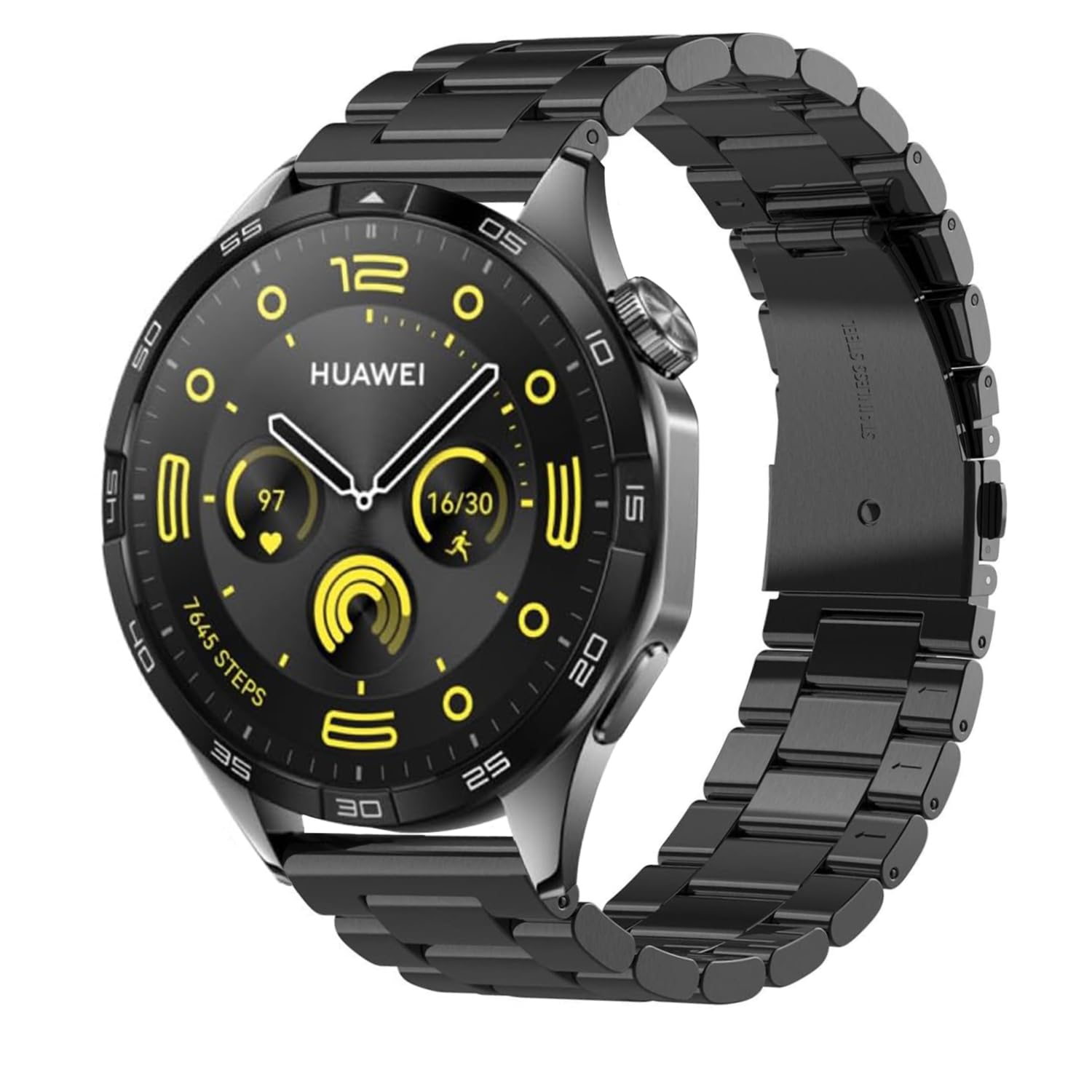 Metal Strap Compatible for Huawei Watch GT5/GT4/GT3/GT2 46mm/GT 2 Pro, Stainless Steel Band Replacement Wristband for Men Women (Black)