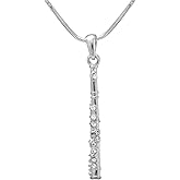 Spinningdaisy Silver Plated Woodwinds Musical Instrument Necklace