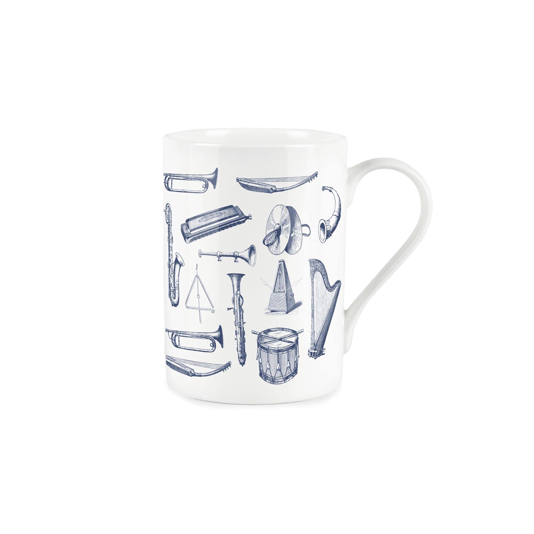 Purely Home Vintage Hobbies Range - Music and Instruments Themed Mug - Bone China Style White Mug Coffee/Tea Gift