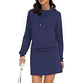 Casly Lamiit Women's 2 Piece Skort Set Athletic Tracksuit Short Tennis Skirt Zip Up Hooded Sweatshirt Active Outfits