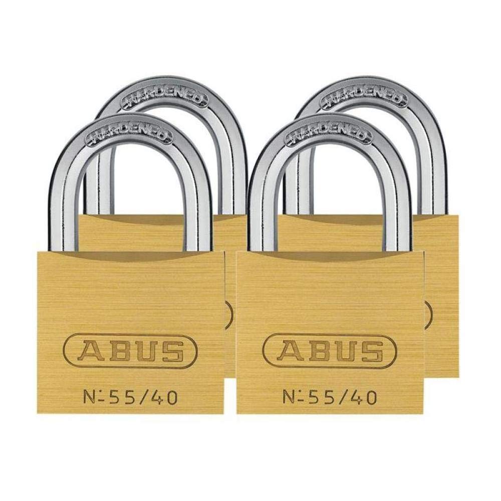 ABUS Padlock 55/40 Quad Set, Brass, Weatherproof & Durable, Hardened Steel Shackle, Automatic Locking, Keyed Alike – for Doors, Gates, Cabinets & Cables