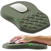 Armanza Ergonomic Slope Mouse Pad Wrist Support, Wrist Rest Mousepad for Carpal Tunnel Pain Relief with Massage Bulge and Slow Rebound Memory Foam (12x8 inch, Olive Green)