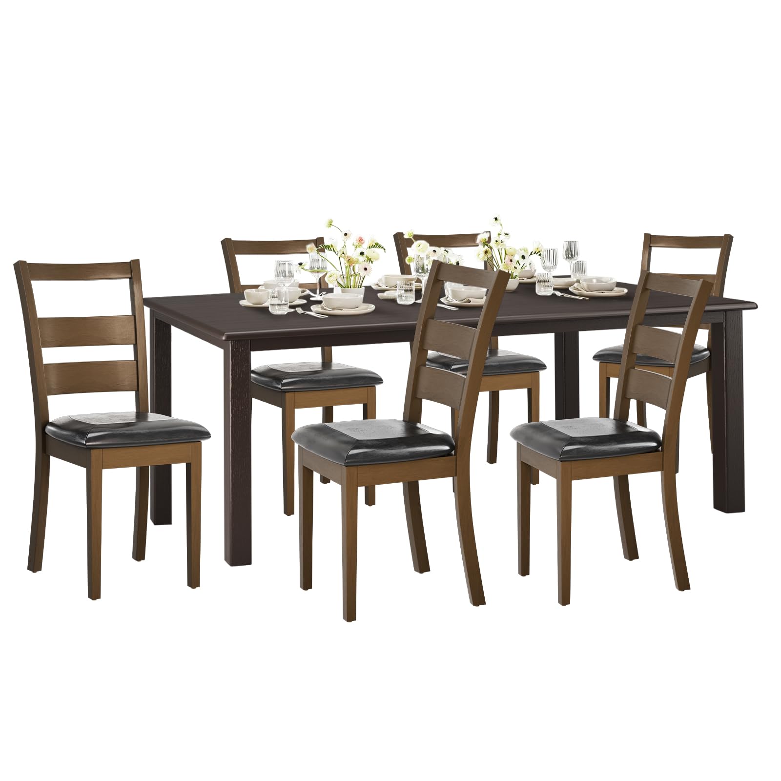 Photo 1 of 
!!!!!!!!!!!TWO CHAIRS ONLY!!!!!!!!!!!!!!


ONLY CHAIRS for COLAMY Rectangle Wooden Dining Room Table Set for 6, Mid Century Modern Kitchen Table and PU Leather High Back Dining Room Chair for Home, Saving Space (1 Table with 6 Chairs), BlackBrown