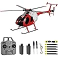 Hylukon C189 Remote Control Helicopter, 2.4G 6CH UAV 1:28 Brushless Motor RC Helicopter Single Blade Flybarless Remote Helicopter RTF with Optical Flow Localization 2 Battery - Red