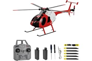 Hylukon C189 Remote Control Helicopter, 2.4G 6CH UAV 1:28 Brushless Motor RC Helicopter Single Blade Flybarless Remote Helicopter RTF with Optical Flow Localization 2 Battery - Red