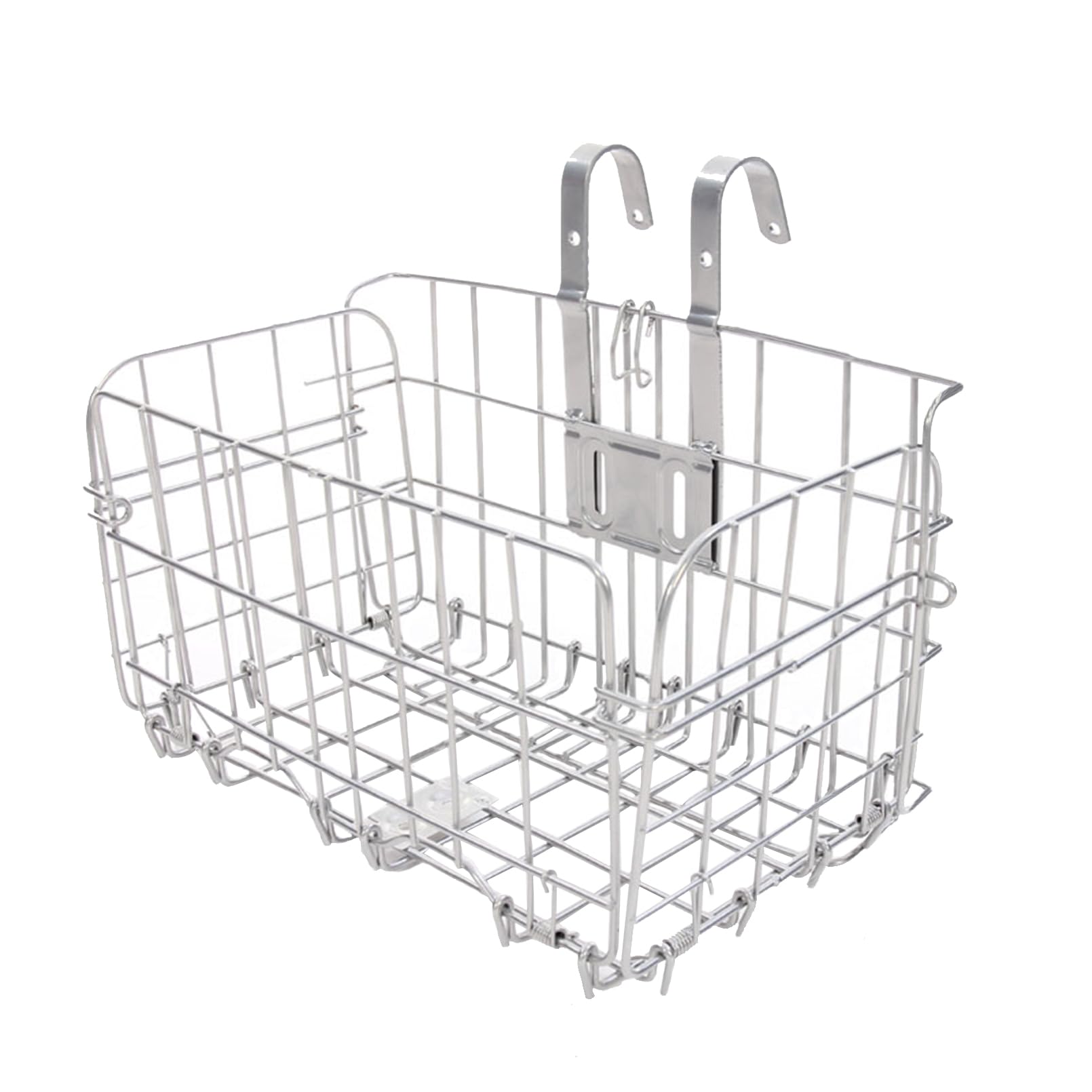 Photo 1 of Folding Bike Front Basket Wire Easy Installation on Front Handlebar with Handles for Bicycle Accessories Frame Bag Cargo Rack.